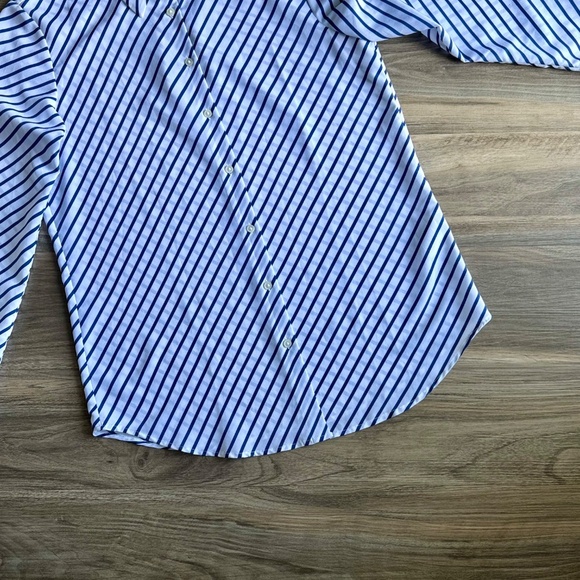 Banana Republic Dillon Blue & White Diagonal Stripe Pattern Long Sleeve Size S - Picture 8 of 11